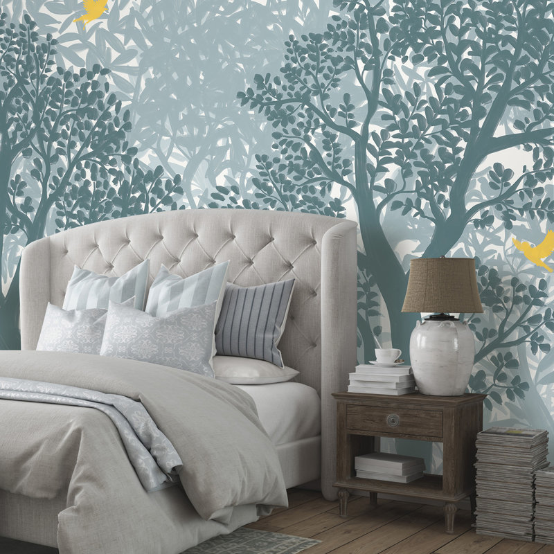 Forest Flight Wall Mural, Blue