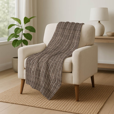 Addison Machine Washable Sherpa ASB929 Stripes Throw Blanket