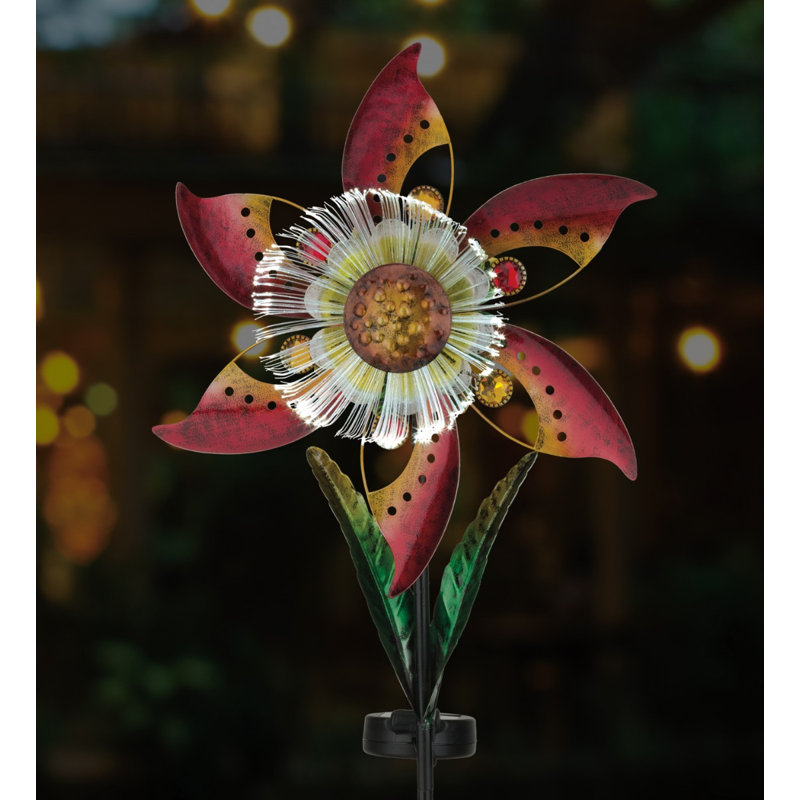 Piquet de jardin à énergie solaire en métal et acrylique 38 "avec lumière DEL intégrée et capteur automatique Kynsleigh - orange