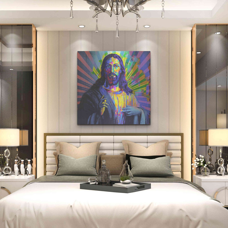 «Colorful Christ I», art mural en métal, H 36 po x l 36 po