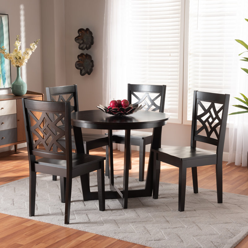 Ensemble de salle à manger 5 pièces Lemuel en bois fini brun foncé, H 37,4 po x l 17,9 po x P 19,9 po, Marron foncé