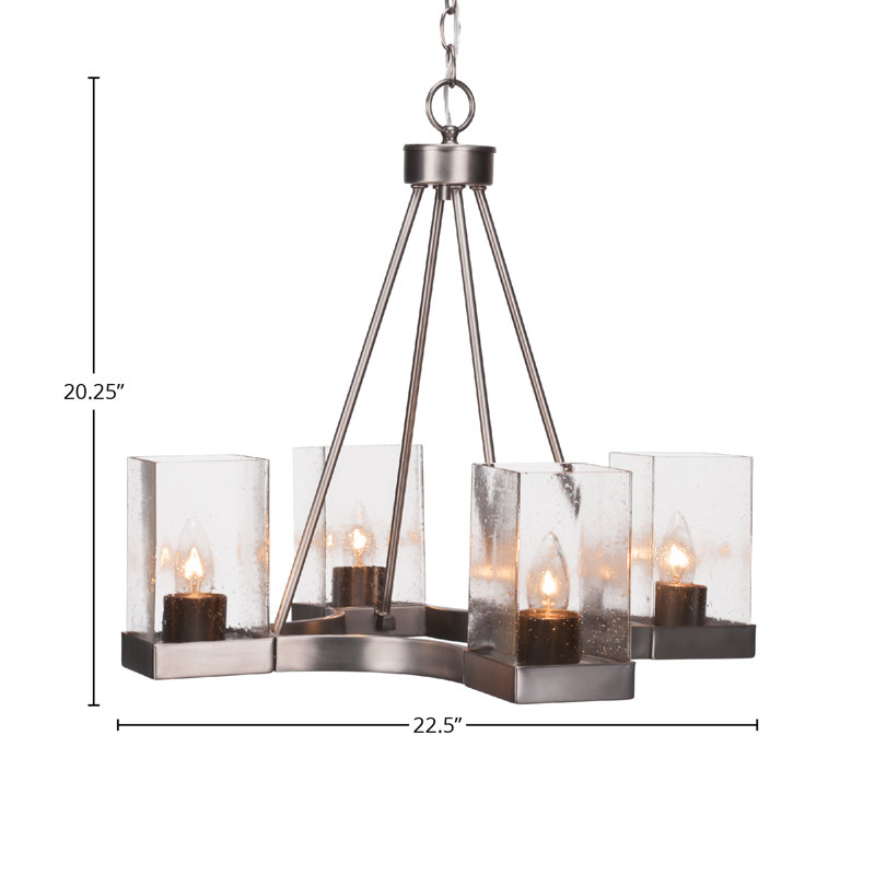 Lustre suspendu 4 lumières Nouvelle avec finition graphite et verre carré transparent de 4 po