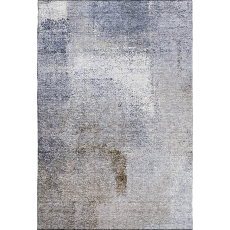 Premium Machine Washable Prisco Blue Rug, Rectangle 8' x 10'