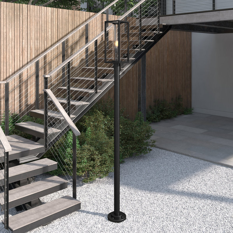 Lampadaire câblé à 1 lumière Bello (double), Noir, H 95,5 po x l 9 po x P 9 po