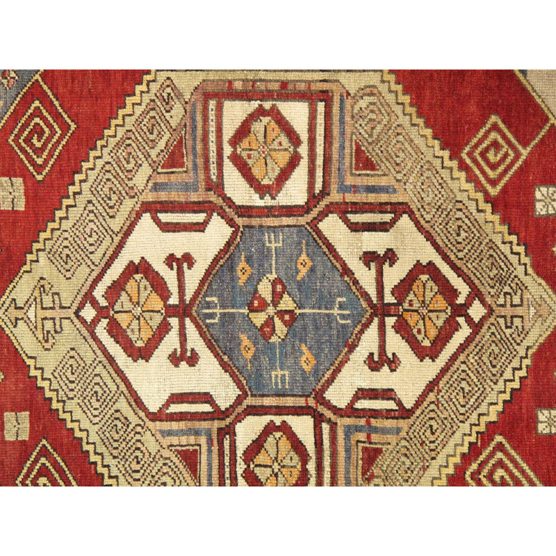Tapis Kazak en laine d'agneau Isabelline - 4 pi 1 po x 5 pi 9 po