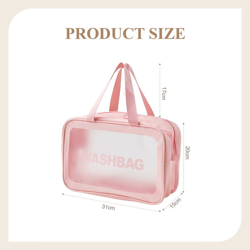 PU Leather；Polyester；PVC；Nylon Zipper Makeup Organiser, Pink