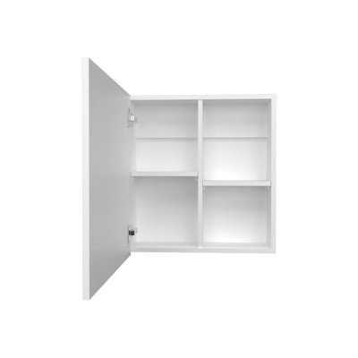 Medicine Cabinet 21.1" H, 1 Door, 4 Shelves, 1 Mirror, White