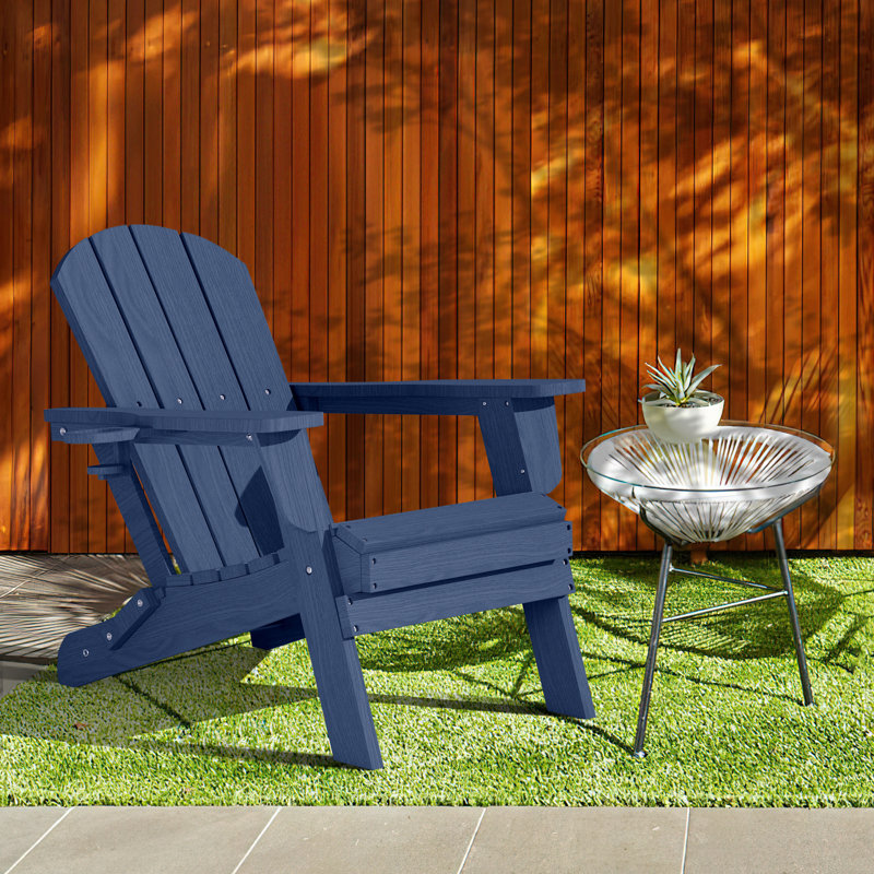 Ergonomically designed resin folding Adirondack chair, Navy