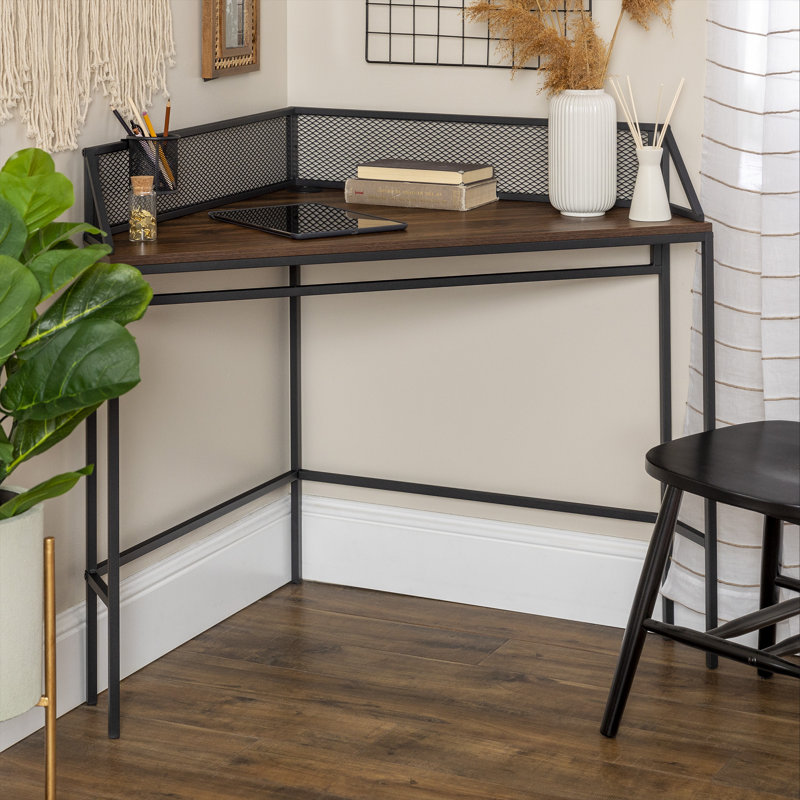 Bowie Industrial Corner Desk, Dark Walnut