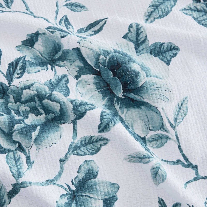 Ensemble d'édredon Martha Stewart Vivian, Édredon pour grand lit + 2 taies décoratives, Motif floral bleu