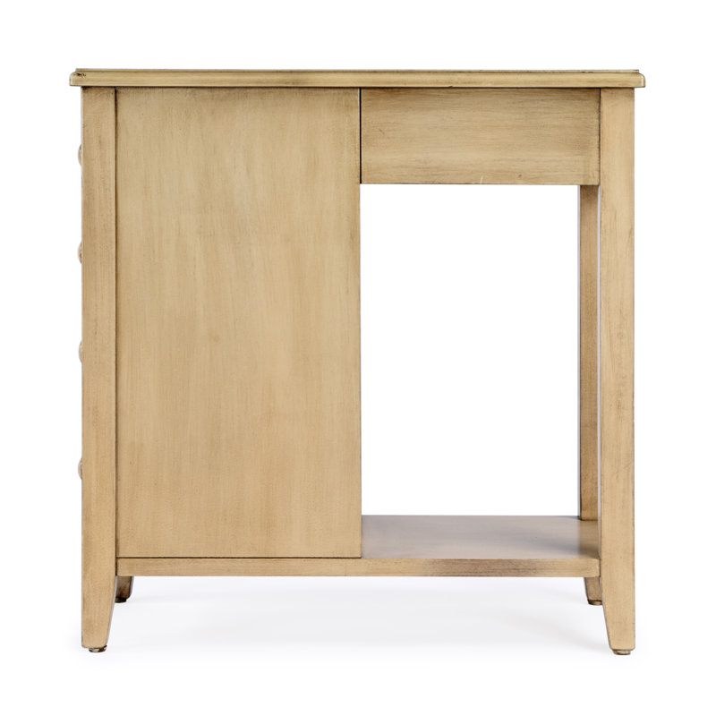 Kelton 4 Drawer Side Table, Antique Beige