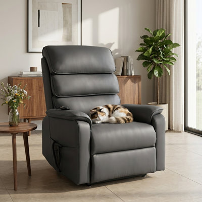 Power Lift Recliner Chair for Elderly, Dual Motor Chair Lift with Massage & Heat, Infinite Position, 380 lbs, Brown Faux Leather