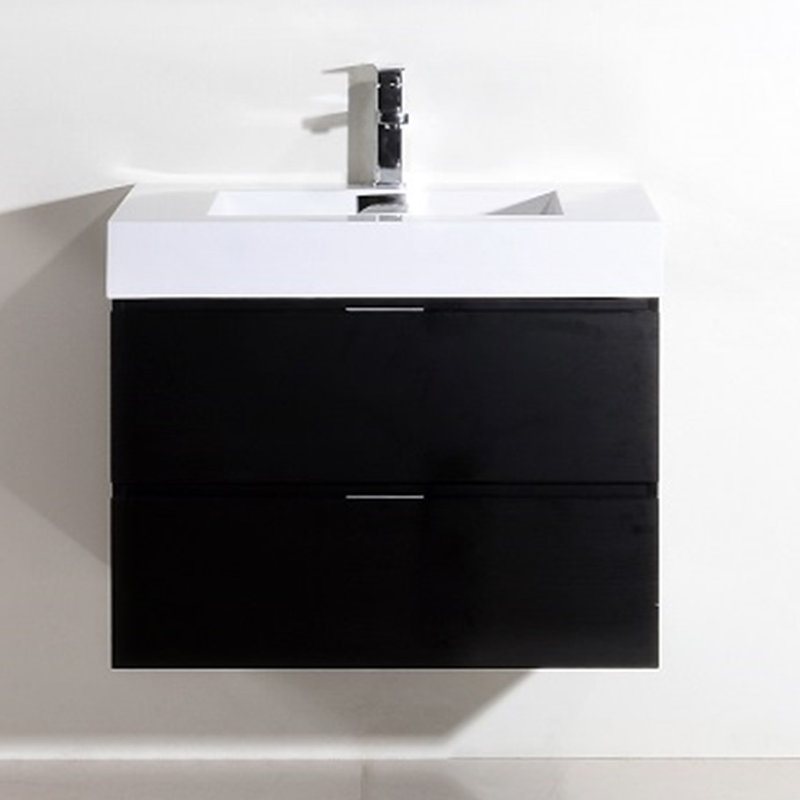 Royka 29.5 " W Free Standing Wall Mounted Single Double Single Vanity Bathroom Vanity With Acrylic Top, Black