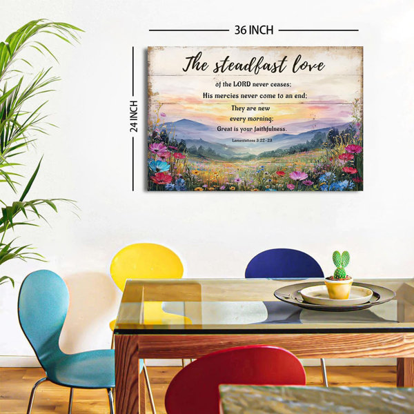 August Grove Christian Wall Art Lamentations 3 Floral Scripture Wall ...