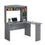 Bureau moderne en L avec huche, gris
