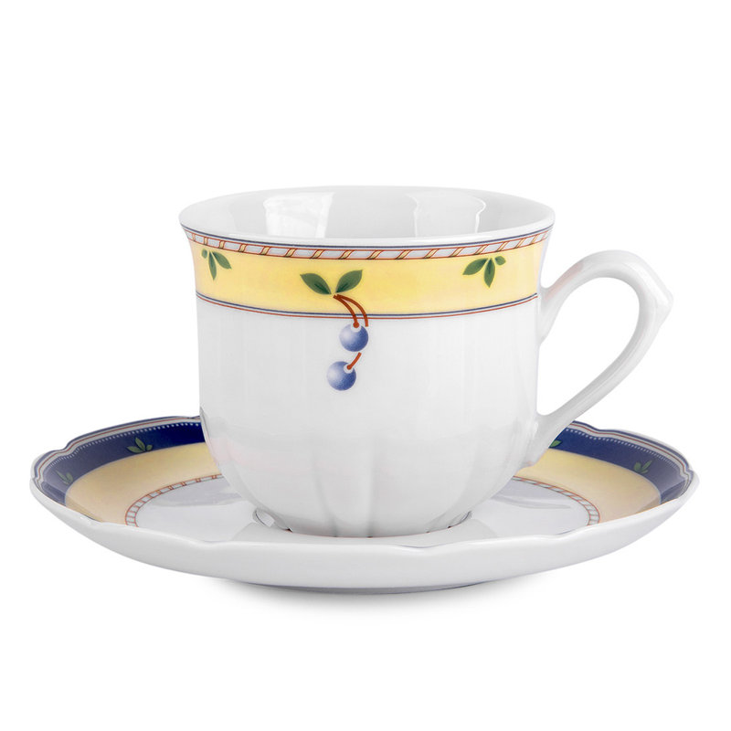 Vintage Garden Blue and Yellow Porcelain Tea Set for 6