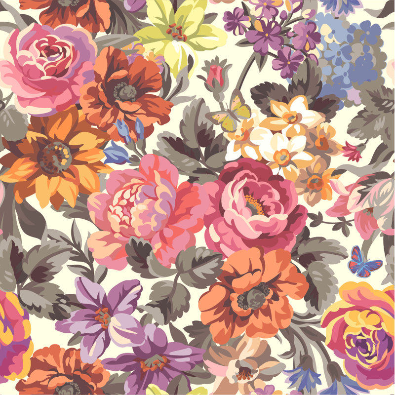 Peel & Stick Floral Wall Mural, 10.42' W x 10.42' L