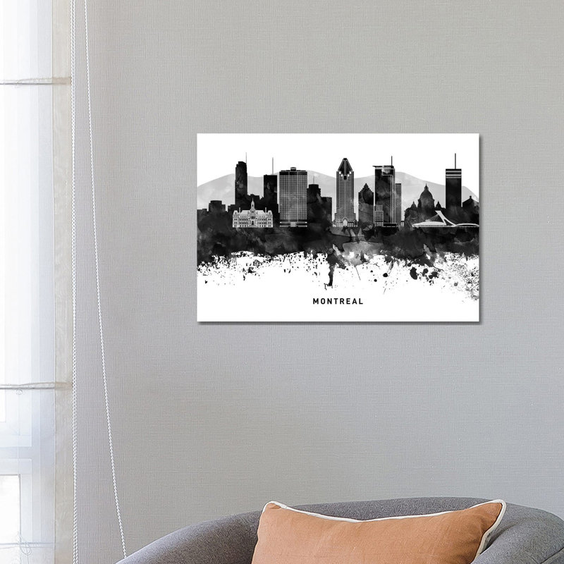 Montreal Skyline Black & White 1 Piece Wrapped Canvas Wall Art, 66.04 cm H x 45.72 cm W