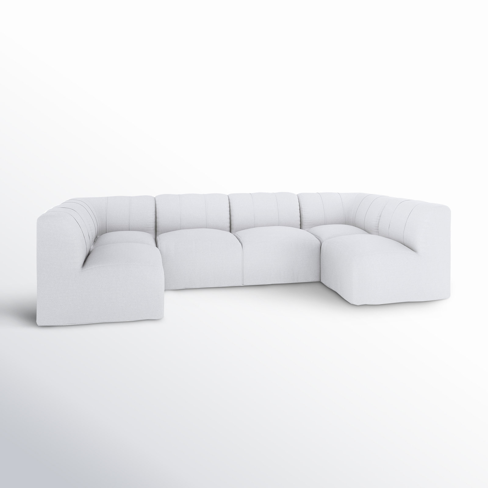 Praia 124" Sunbrella Outdoor U Sectional, Canvas White Sunbrella® Canvas