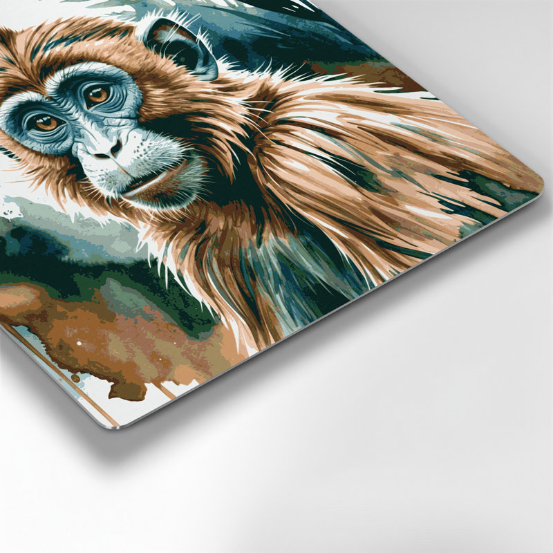 Wildlife Vervet Monkey White Metal Wall Art, 16'' H x 16'' W
