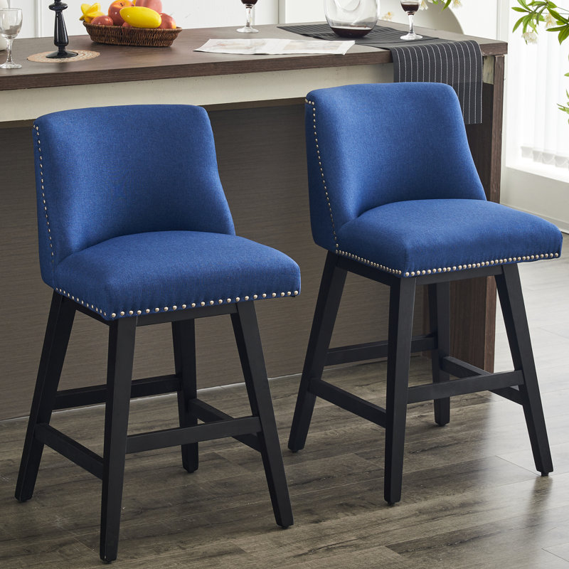 Tabouret de comptoir pivotant 26 po Keyisha, Noir, Bleu