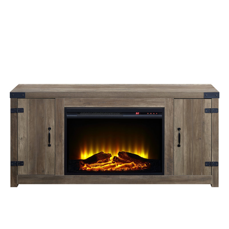 Birmingham Rustic Oak Fireplace with 2 Hinged Barn Door