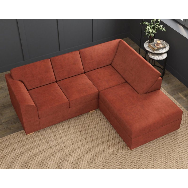 Modo L Shaped Sofa With Corner, Fixed Back, Right Hand Facing, Marmalade Polyester