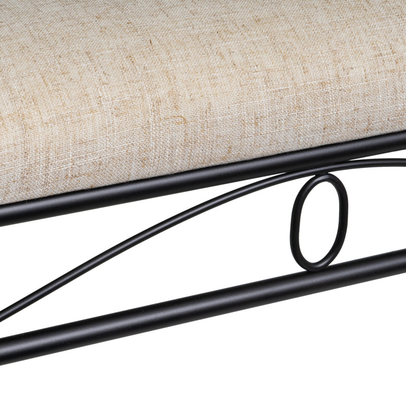 Genoa Linen Upholstered Bench, Black/Beige
