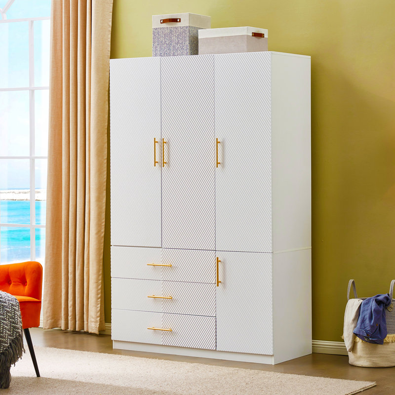 Armoire en bois manufacturé Ruthy, blanc