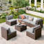 Ensemble de conversation modulaire en osier pour 6 personnes avec coussins-667024192-631644118