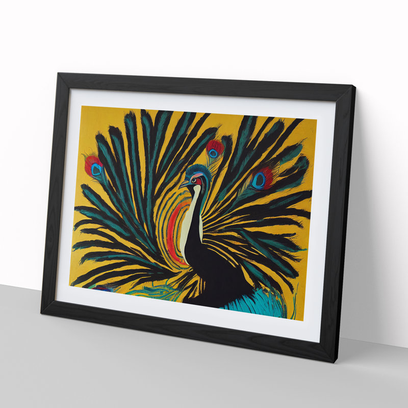 XH1022-6852X Peacock Abstract - Picture Frame Print, Black Framed, 46cm H x 64cm W x 2cm D