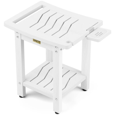 HIPS 15.8"W Waterproof Shower Benches Shower Stool Indoor Outdoor Non-Slip Bathroom Chair Seat With Storage Handle Soap Dish