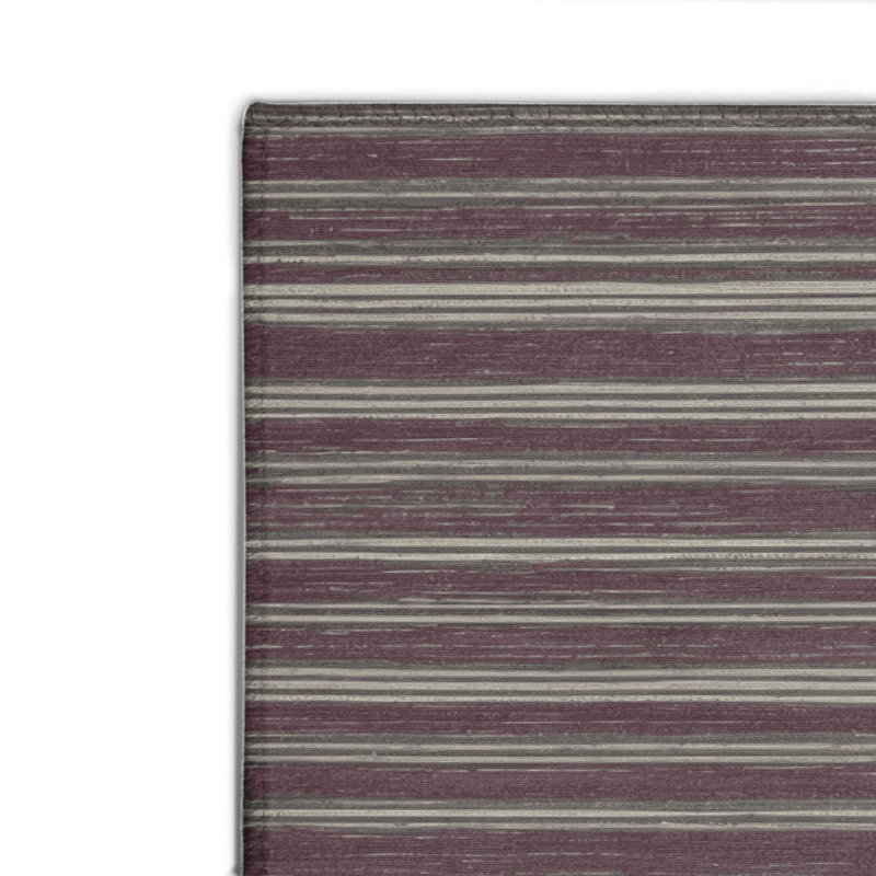 Tapis intérieur / extérieur noir HorizontalStripes, Rectangulaire 8 pi x 10 pi