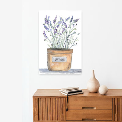 Lavender Pot 1 Piece Wrapped Canvas Wall Art