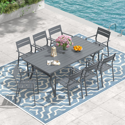 6-Person Rectangular Patio Dining Set With Stackable Chairs