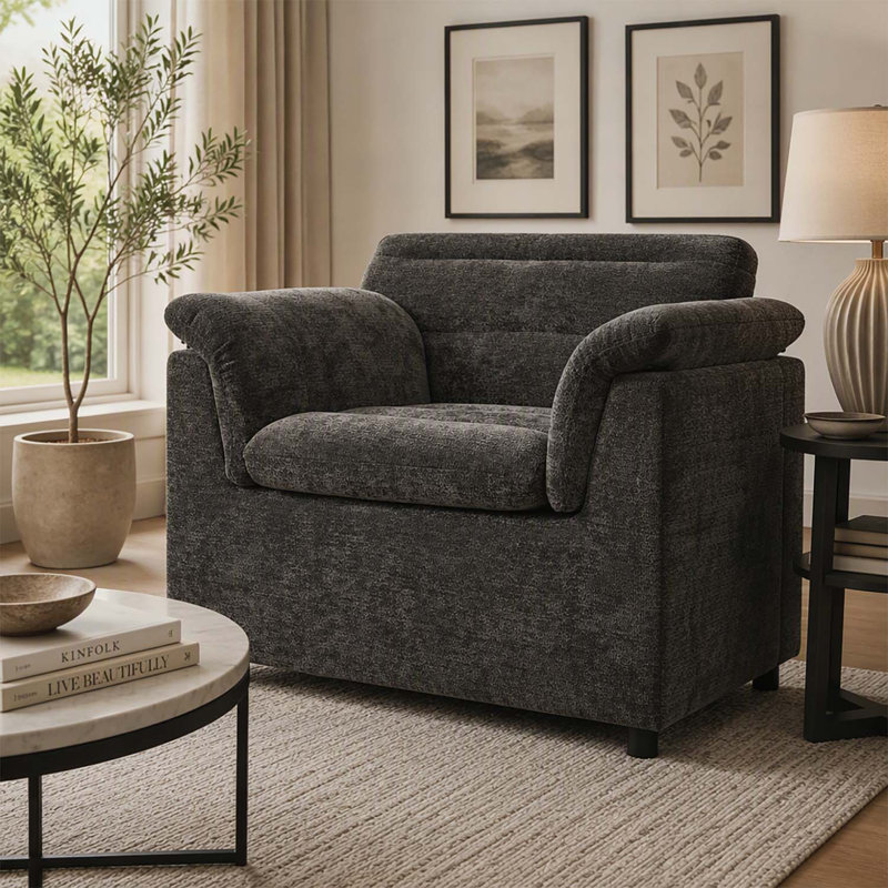 Fauteuil de lecture confortable et rembourré, Gray Chenille