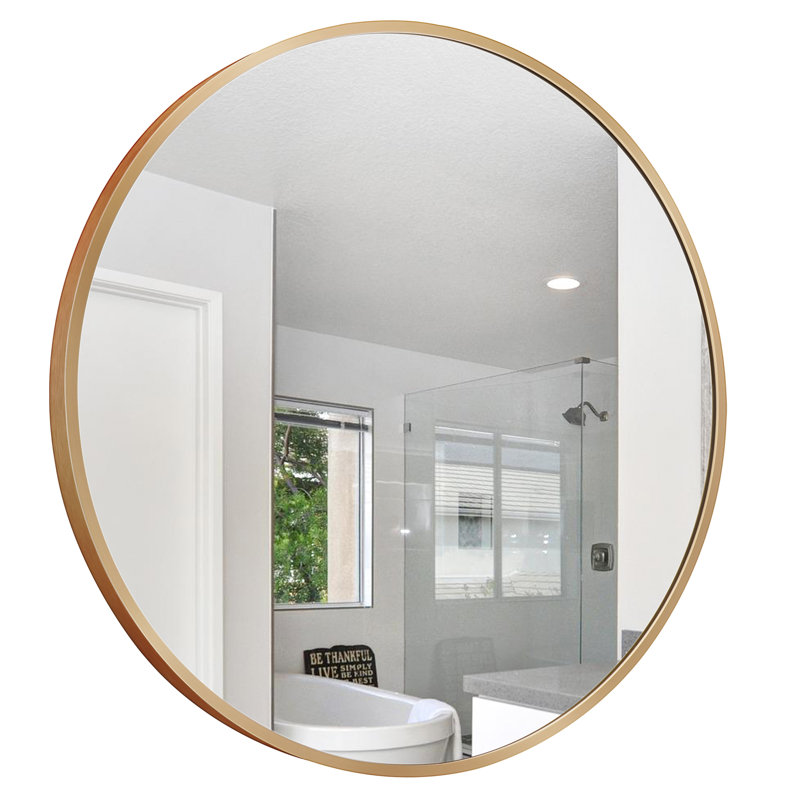 Metal Flat Wall Mirror, Gold