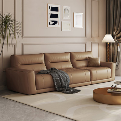 Coffee Genuine Leather Modular Sofa cushion couch
