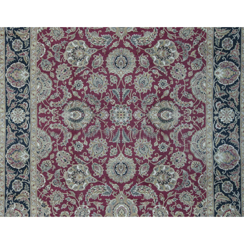 Tapis rouge et noir noué à la main de haute qualité