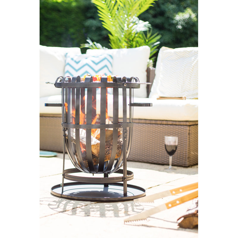 La Hacienda Vancouver Fire Pit Basket Bowl BBQ Grill Black Steel