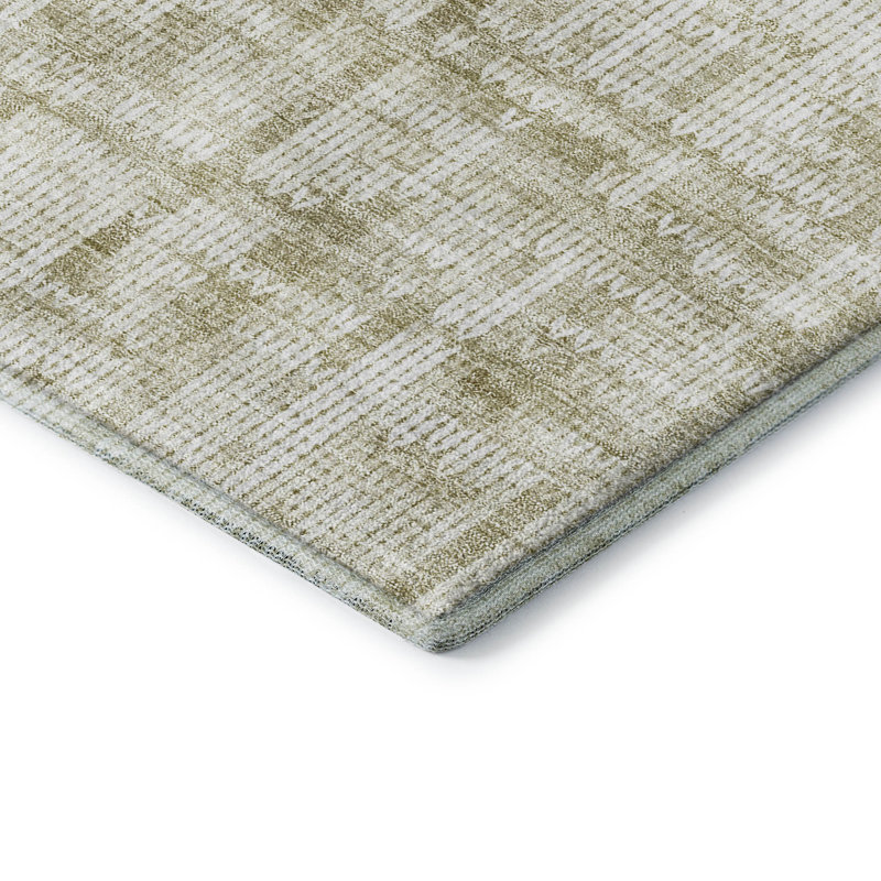 Premium Machine Washable Mayfield AMF2130 Striped Rug, 2'3" x 7'6" Runner, Beige