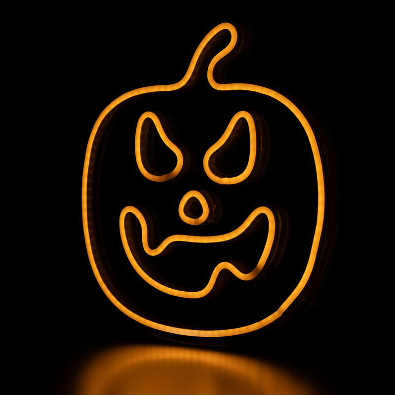 Silhouette de fenêtre d'Halloween 15 po avec lumière néon orange