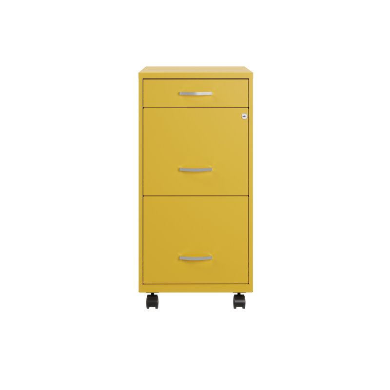 Margey 14.25'' Wide 3 -Drawer Mobile Steel File Cabinet, Goldfinch