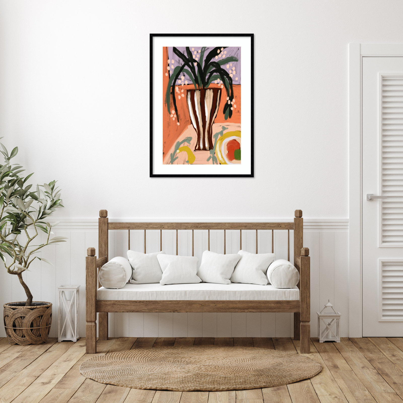 Floral Still Life No 3 by Treechild Wood Framed Wall Art Print, 41" H x 30" W, Black