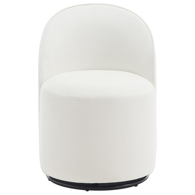 Swivel Upholstered Dining Chair With Backrest, 360 Degree Swivel Side Chair For Dining Room, Balcony, Parlour, Velvet White