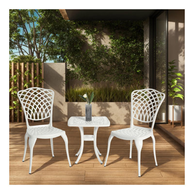 Bistro Set 3 Piece Rustproof Cast Aluminum Patio Furniture Sets 2 Chairs and 1 Round Table Outdoor, Garden, Patio, Balcony
