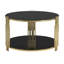 Table basse moderne en verre avec base cylindrique circulaire en métal et tablette inférieure-1563044608