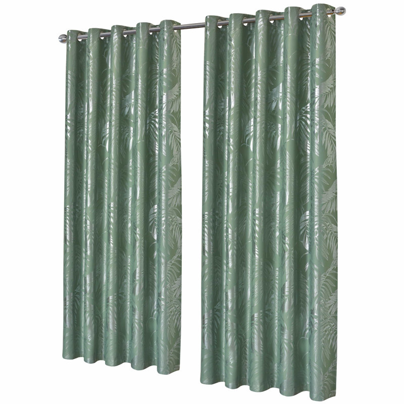 Blackout Curtain Panel Pair, Green, 183cm Width x 167cm Drop