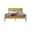 Structure de lit plateforme en bois massif de taille moyenne de style Mid-Century Tanira, TAB-41-Q, avec tête de lit à lattes, chêne miel, aucun sommier nécessaire-1842036364-1842036366