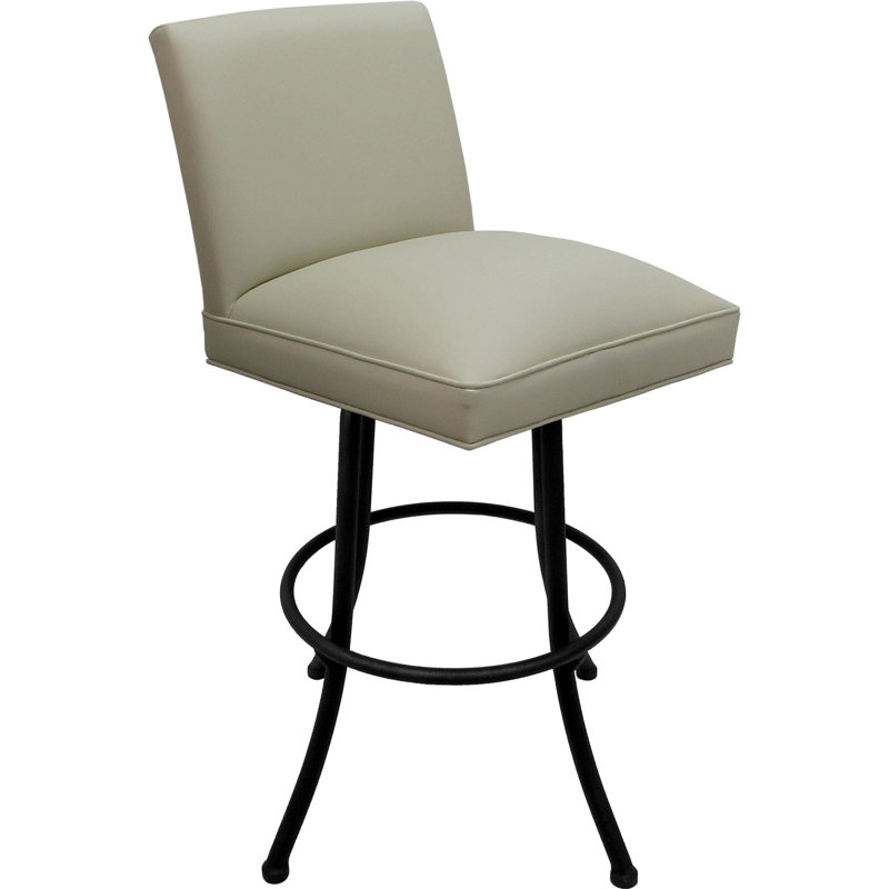Swivel Metal Stool On Noam Base, Beige Seat/Black Frame, Counter Stool (26” Seat Height)